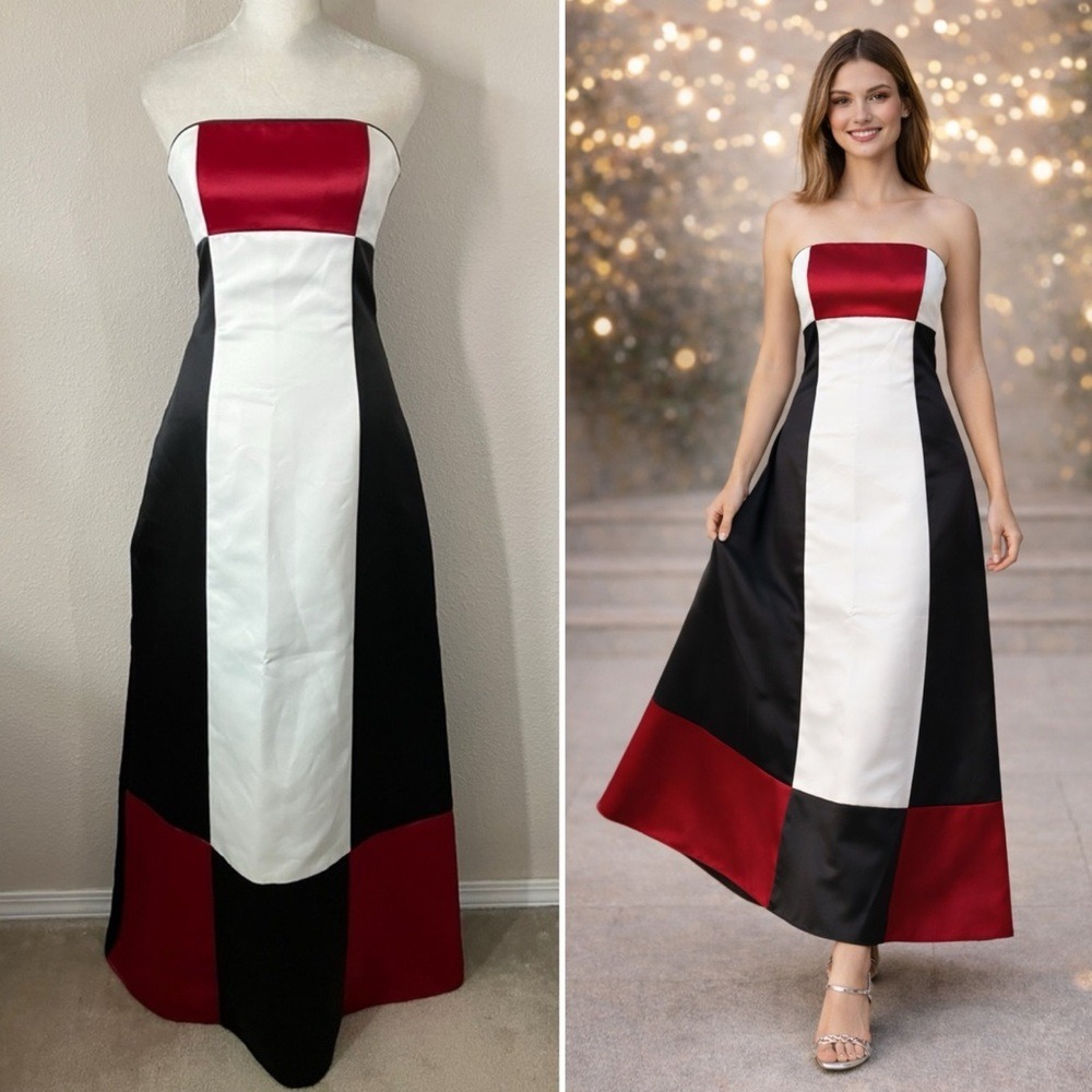 JESSICA McCLINTOCK X GUNNE SAX Y2K Satin Strapless Gown Size 3 90s Y2K Prom HOCO